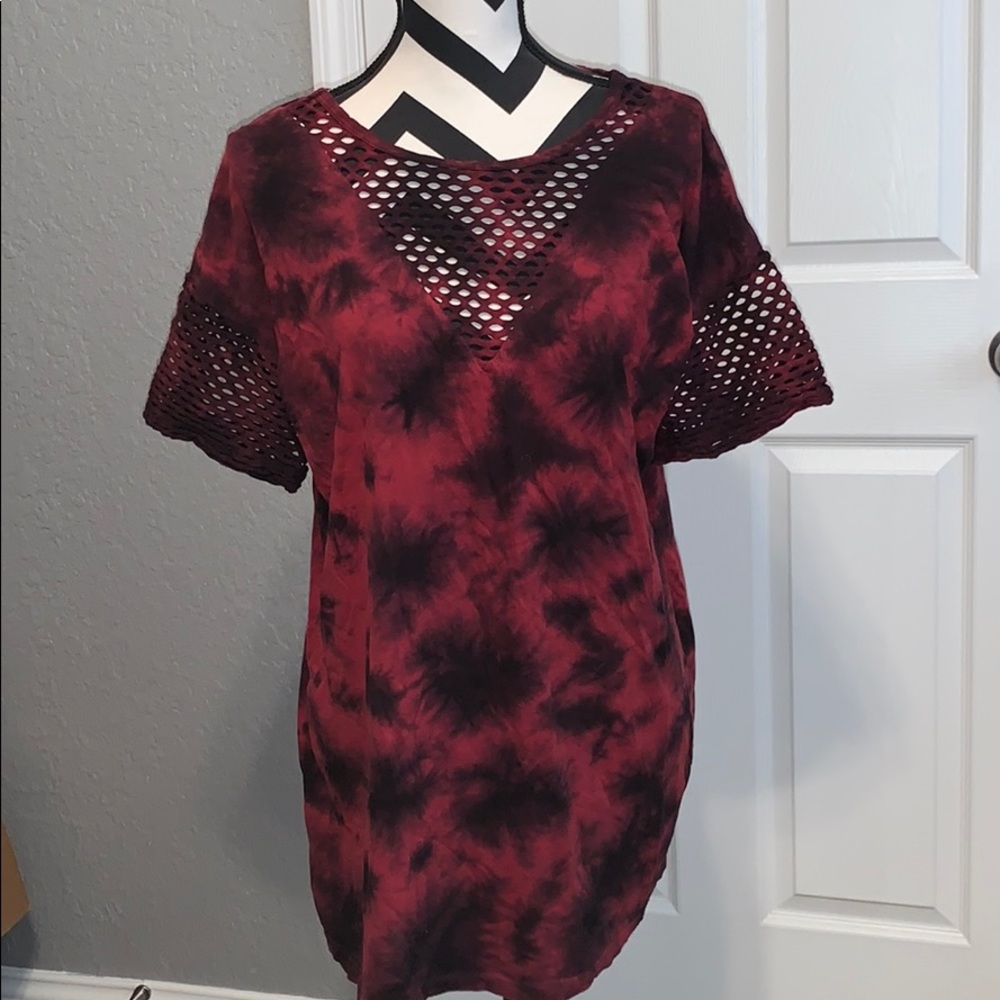 Red and black tie die shirt